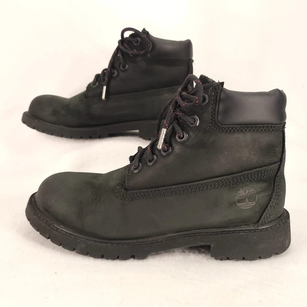 Timberland Boots Youth 3M 6-Inch Waterproof Black Leather Lace Up Insulated